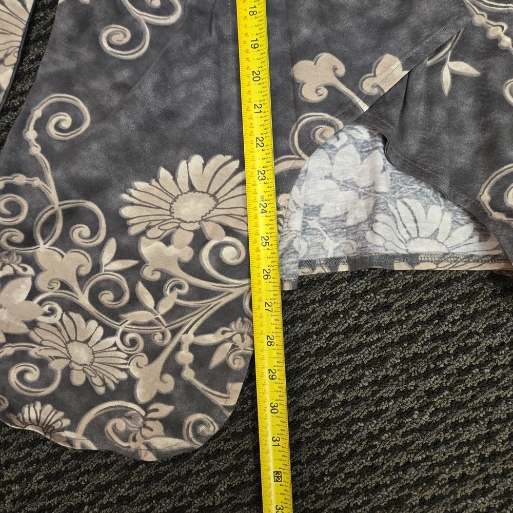 Take Two Cardigan L Gray Beige Floral Cotton Open Front Boho Cottagecore Soft - Picture 6 of 7